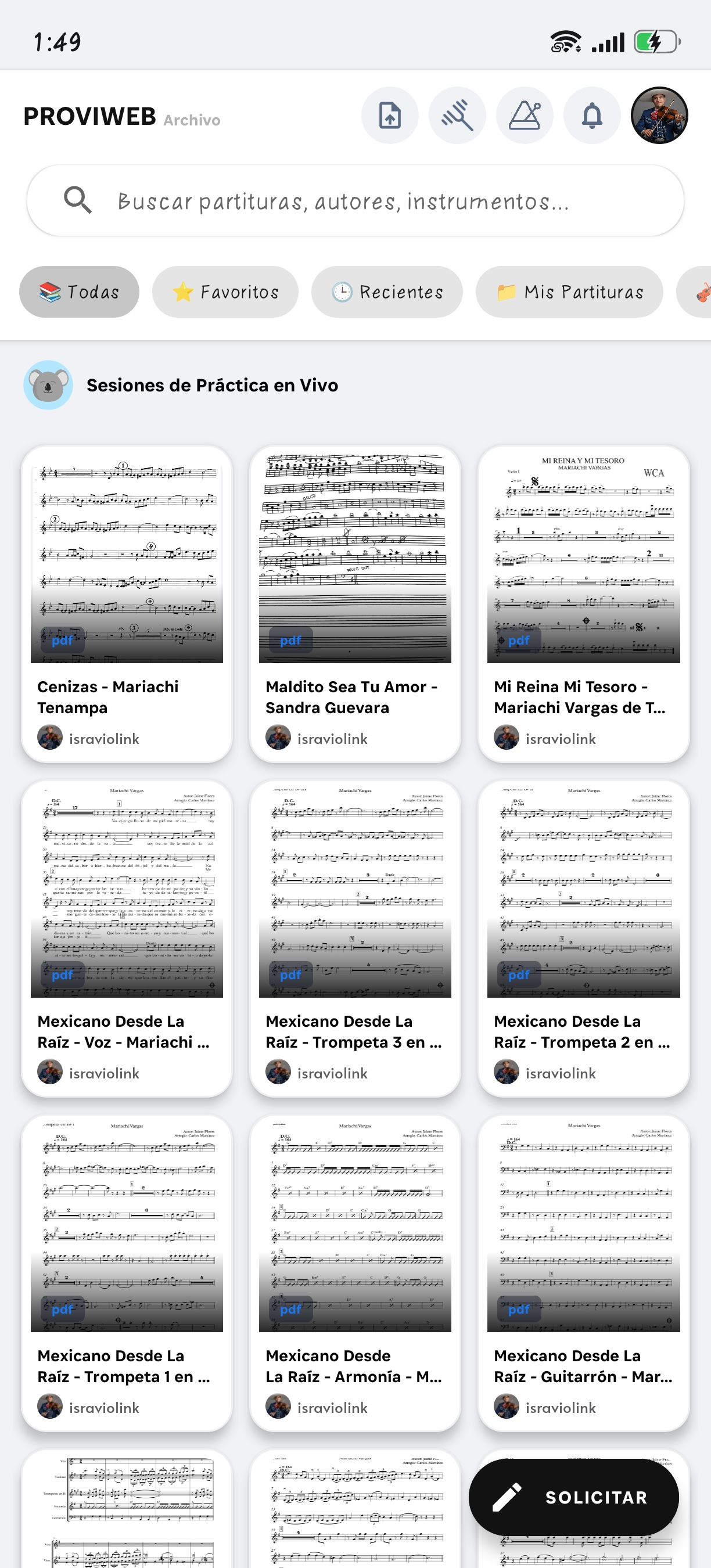 Archivo y Visor de Partituras PROVIWEBAPP